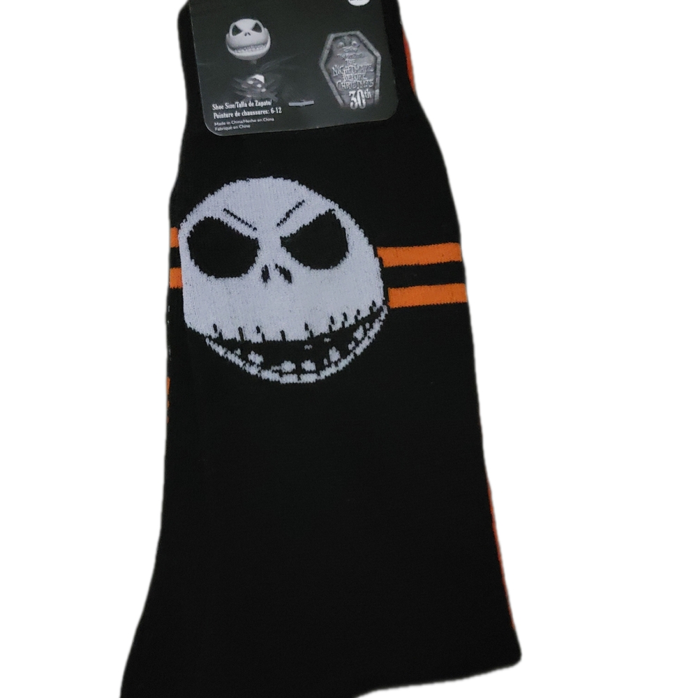 Black and Orange Socks with Skull Design